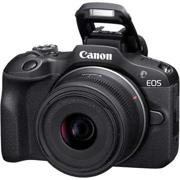 Canon EOS R100 24.1 MP Mirrorless Camera 4K 24p Video with Crop Full HD 60p Wi-Fi Bluetooth w/ RF-S18-45mm F4.5-6.3 Lens