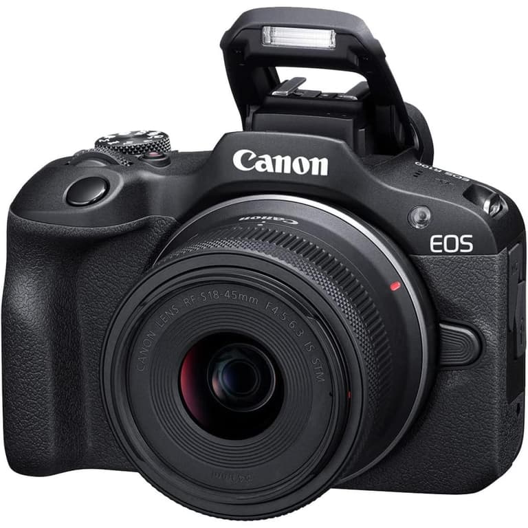 Canon EOS R100 24.1 MP Mirrorless Camera 4K 24p Video with Crop Full HD 60p Wi-Fi Bluetooth w/ RF-S18-45mm F4.5-6.3 Lens