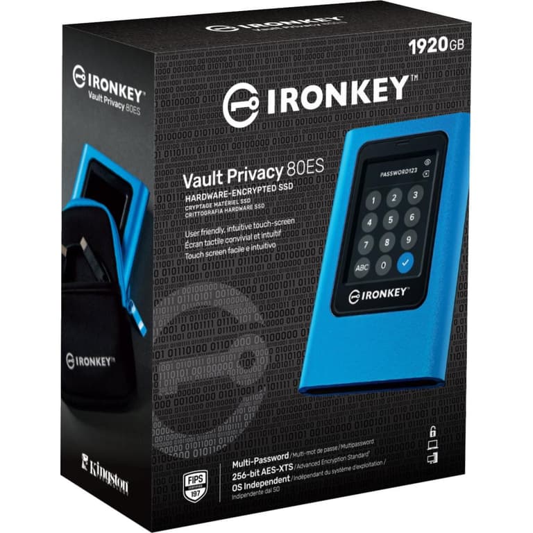 Kingston Ironkey Vault Privacy 80 1920GB External SSD Type-C XTS-AES Encrypted Touch Screen FIPS 197