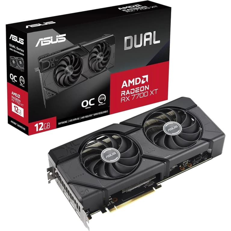 ASUS Dual Radeon™ RX 7700 XT OC Edition 12GB GDDR6 PCIe 4.0 12GB GDDR6 HDMI 2.1 DisplayPort 2.1