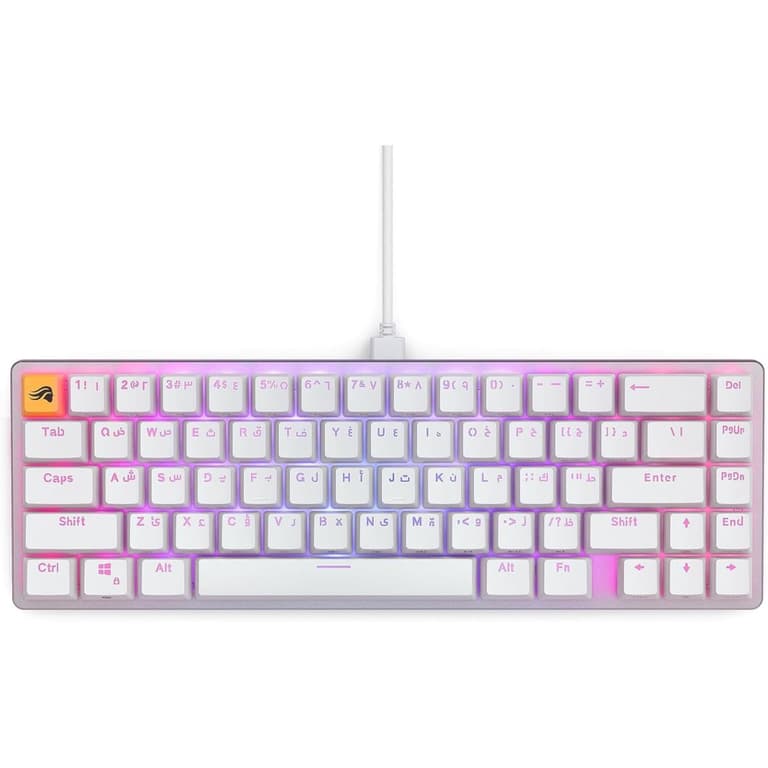 Glorious GMMK2 65% - RGB Compact Keyboard TKL Hot Swappable Mechanical, Linear Switches, Wired, Arabic / English Layout - White