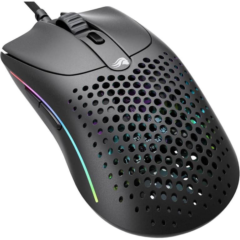 Glorious Model O 2 Wired 59g Ultralight FPS 26,000 DPI Motion Sync 80M Click Rated Switches 6 Programmable Buttons Ambidextrous RGB - Matte Black
