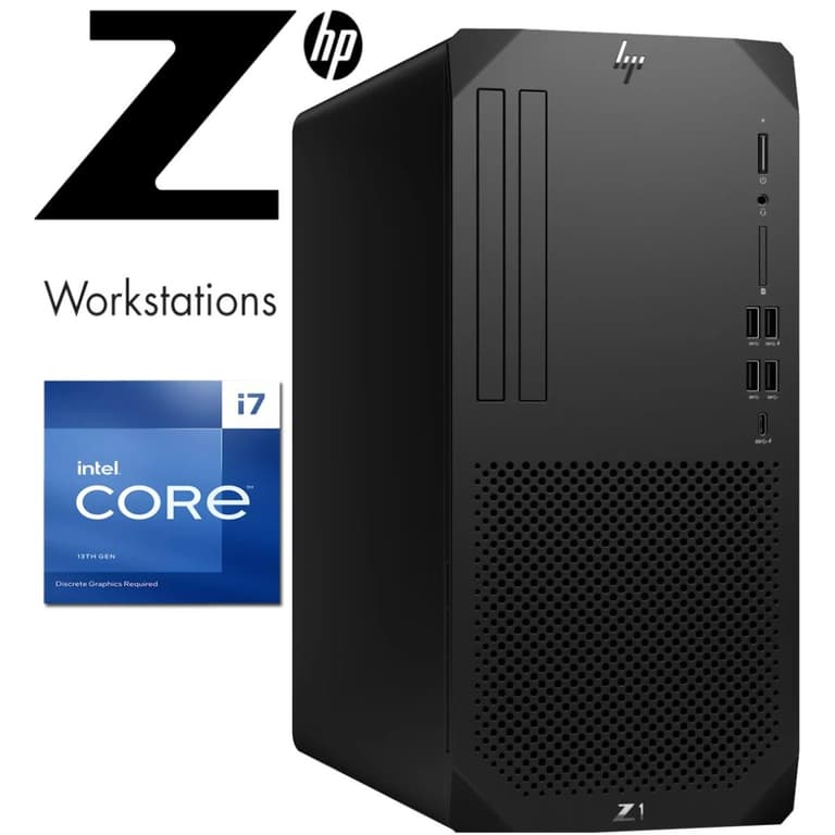 HP Z1 G9 Workstation (2023) 13Gen Intel Core i7 16-Cores For Designing, Editing & Even Gaming w/ Upgradable Graphic Card & 3 Years Warranty - Black