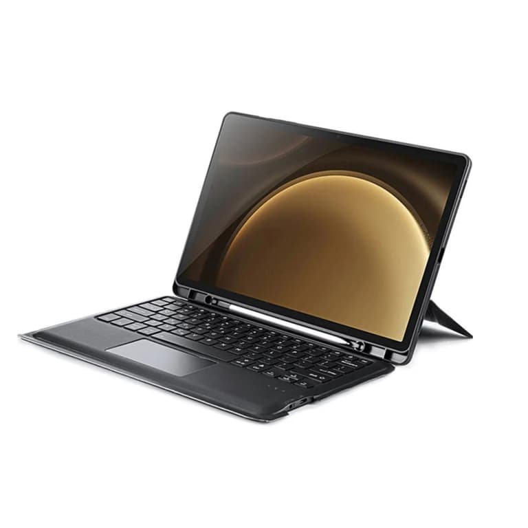 DUX DUCIS [DK] Series Keyboard Case, Designed for Samsung Tab S9 FE Plus 12.4" Detachable Touchpad Bluetooth Keyboard Charging, 80H Working Time, Tablet Leather Cover - Arabic / English Layout - Black
