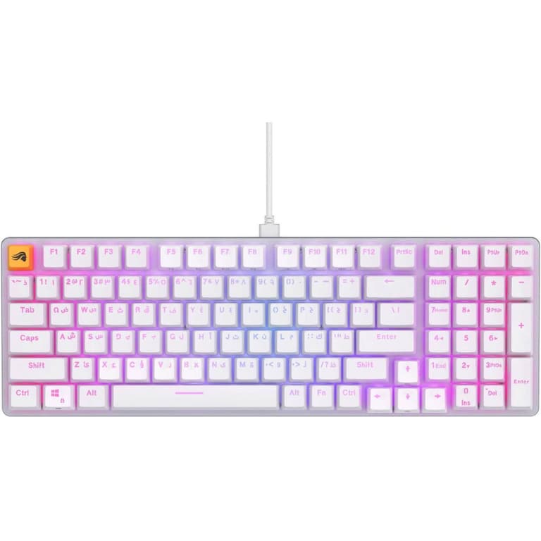 Glorious GMMK2 FULL-SIZE 96% - RGB Compact Keyboard TKL Hot Swappable Mechanical, Linear Switches, Wired, Arabic / English Layout - White