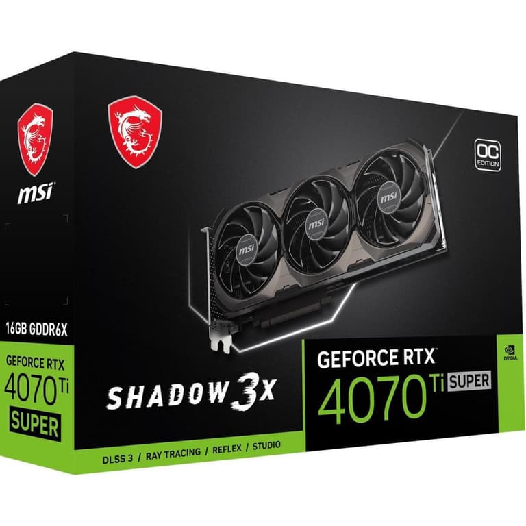 MSI GeForce RTX™ 4070 Ti SUPER 16G SHADOW 3X 16GB GDDR6X OC Edition PCI Express 4.0 ATX Video Card