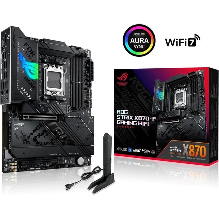 ASUS ROG Strix X870-F Gaming WiFi 7 AMD X870 AM5 ATX 4x M.2 Slots DDR5 USB 3.2 Gen 2x2 Type-C® USB4® Header & 2.5Gb Ethernet