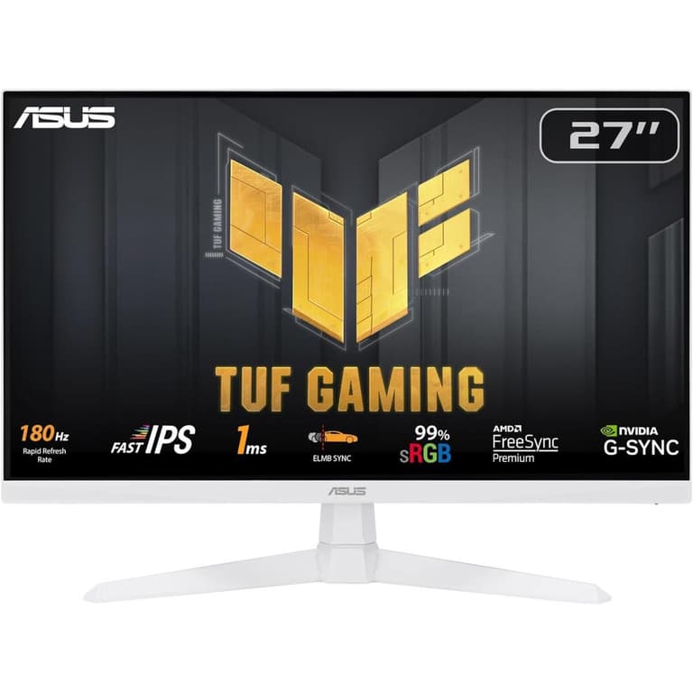 Asus TUF VG279Q3A-W 27" Fast IPS Full HD 180Hz 1ms G-Sync Compatible Extreme Low Motion Blur Sync w/ Speaker - White