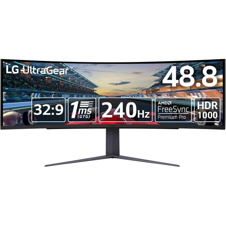 LG 49" UltraGear™ 49GR85DC Dual QHD Curved 240Hz 1ms HDR 1000 HDMI 2.1 AMD FreeSync Premium Pro Adjustable Stand