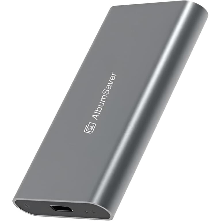 Album Saver x1285 Elite 512GB Portable SSD High-Speed, Lightweight & Durable Aluminum SSD Type-C w/ USB C / USB A Adapter & Storage Case