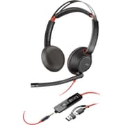 Poly Blackwire 5220 Stereo Headset 32mm Driver Size Omnidirectional Microphone Style, 3.5mm Plug + USB-C & USB-A Adapter Connectivity, Black product image