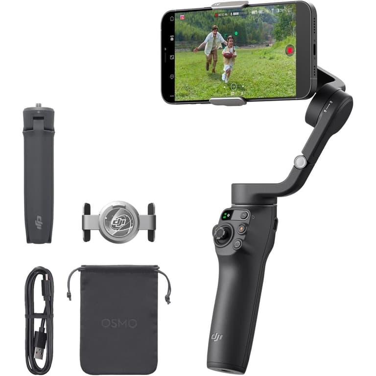 DJI Osmo Mobile 6 Gimbal Stabilizer for Smartphones, 3-Axis Phone Gimbal, Built-In Extension Rod, Object Tracking, Portable and Foldable, Vlogging Stabilizer, YouTube TikTok, Slate Gray