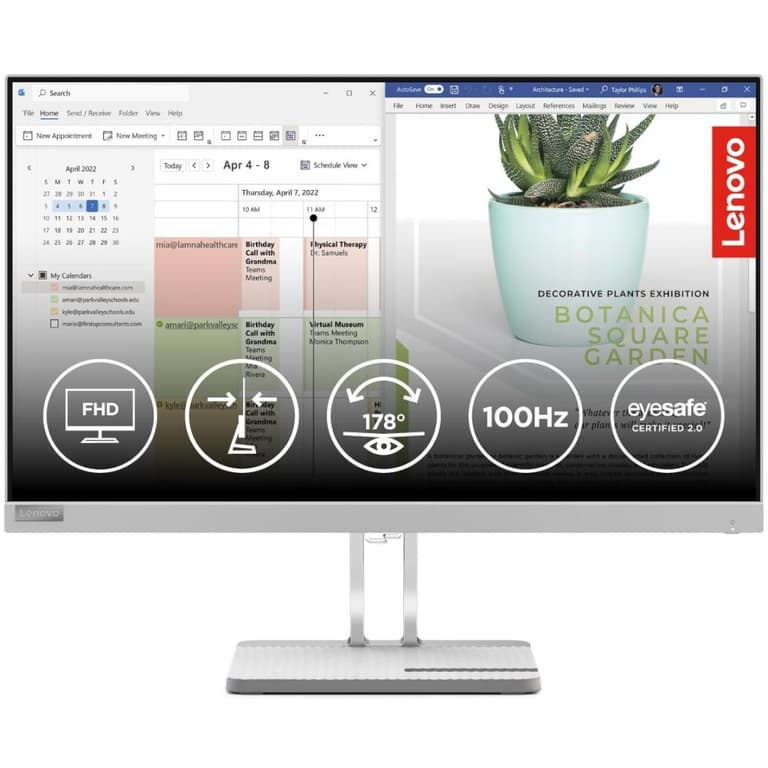 Lenovo L24e-40 Ultraslim 24" Full HD 100Hz Anti-Glare Natural Low Blue Light AMD FreeSync w/ VGA & HDMI Interface - Cloud Grey