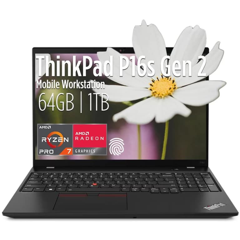 Lenovo NEW ThinkPad P16s Gen 2 Mobile Workstation AMD Ryzen 7 Pro 7Gen 8-Core AMD Ryzen™ AI w/ HUGE Memory & Battery & 4K OLED Display - Thunder Black