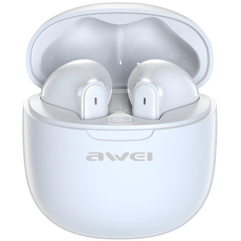 Awei T68 ENC Bluetooth Earphone IPX6 Waterproof Wireless bluetooth Headset HiFi Bass Sport bluetooth Earbuds Gamer TWS Headphones - White