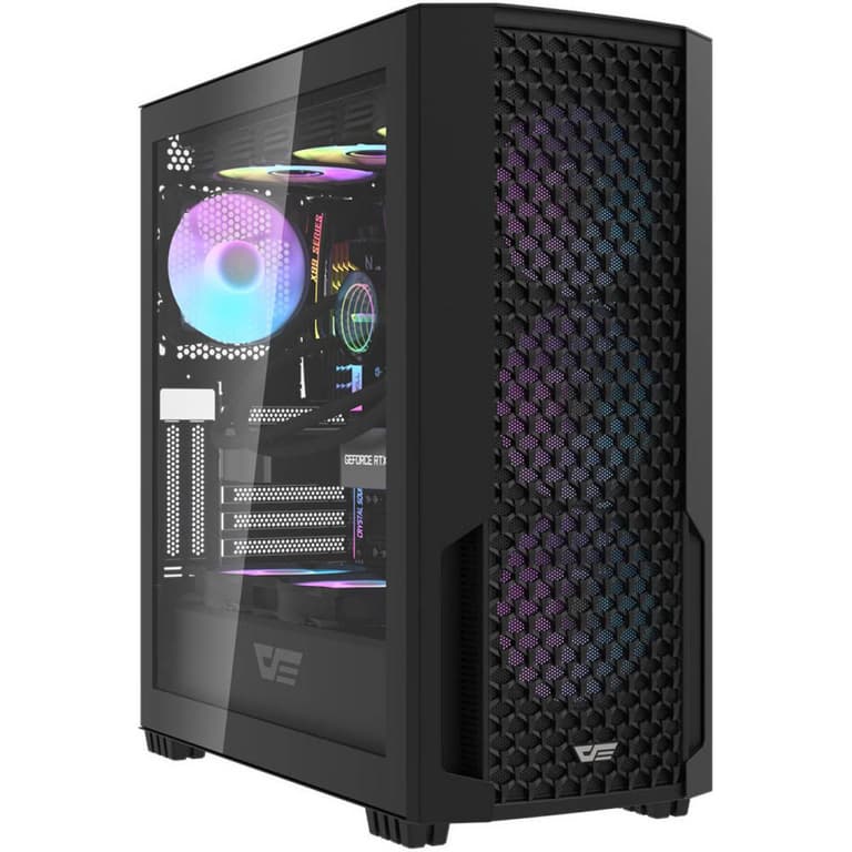 DarkFlash DF2100 Computer Case E-ATX/ATX/M-ATX/ITX, 4x pre-installed ARGB Fans, up to 360mm Radiators & 11x 120mm Fans Support, SPCC + ABS, 3x USB-A / 3.5mm Audio Jack Port - Black