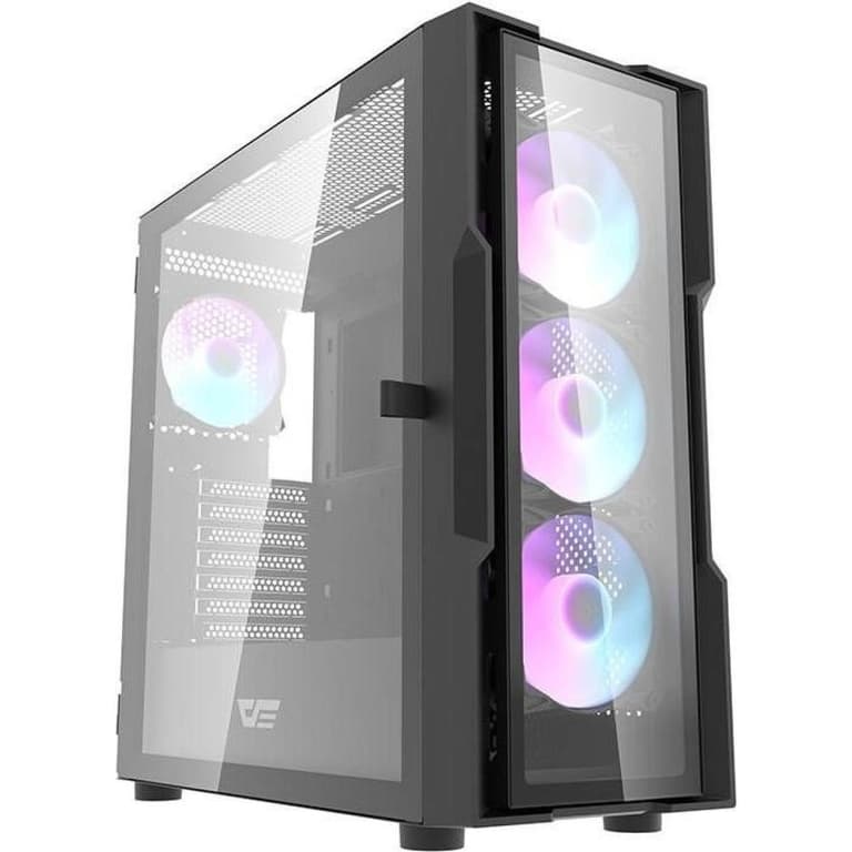 DarkFlash DK431 Glass E-ATX/ATX/M-ATX Computer Case, 4x pre-installed ARGB Fans, Tempered Glass Front Panel, Up to 360mm Radiator & 12x Fans Support, SPCC + Tempered Glass Materials - Black