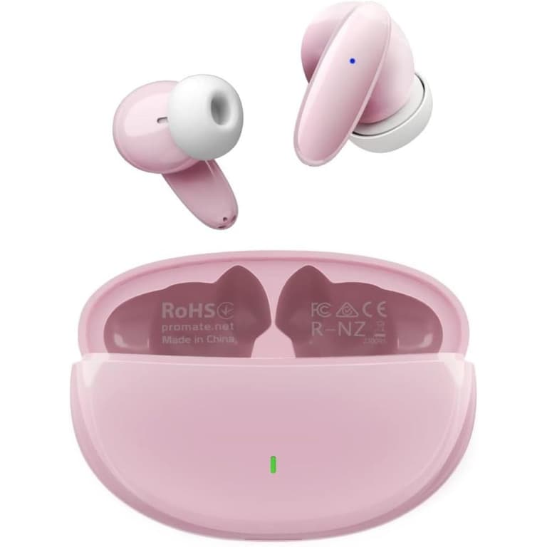 Promate True Wireless Earbuds Bluetooth v5.1 w/ Mic IPX5 Water Resistance 20H Playback Time - Pink