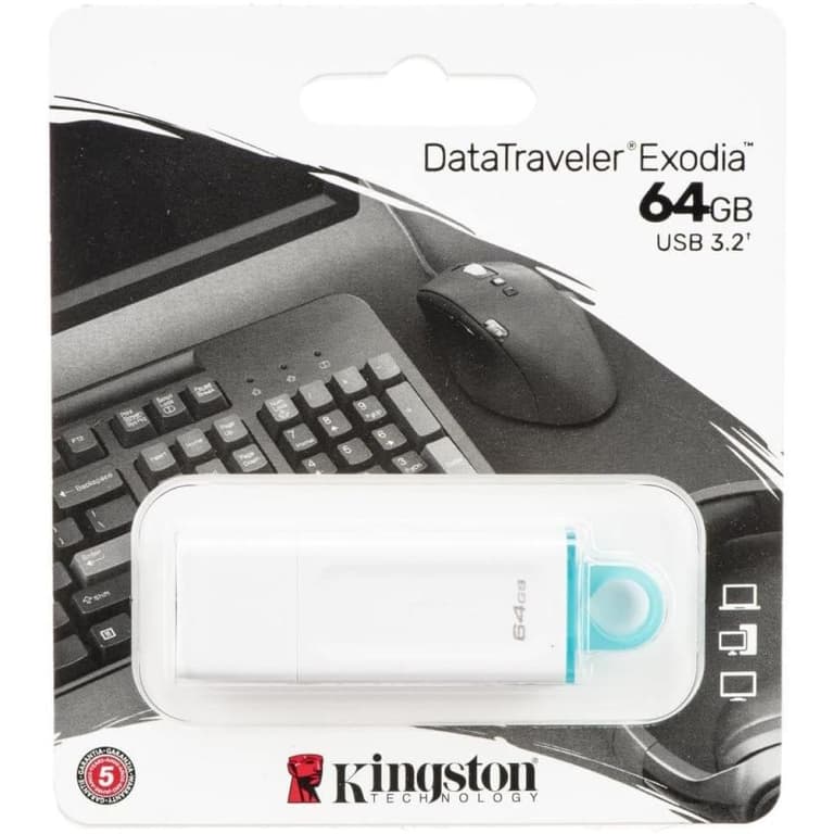 Kingston DataTraveler Exodia 64GB USB 3.2 Flash Drive - White