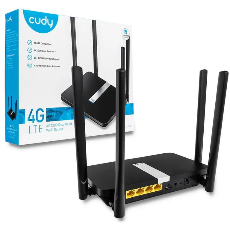 Cudy LT500 4G LTE AC1200 Dual Band Unlocked Modem Router w/ SIM Card Slot 1200Mbps Mesh WiFi 5dBi High Gain Antennas