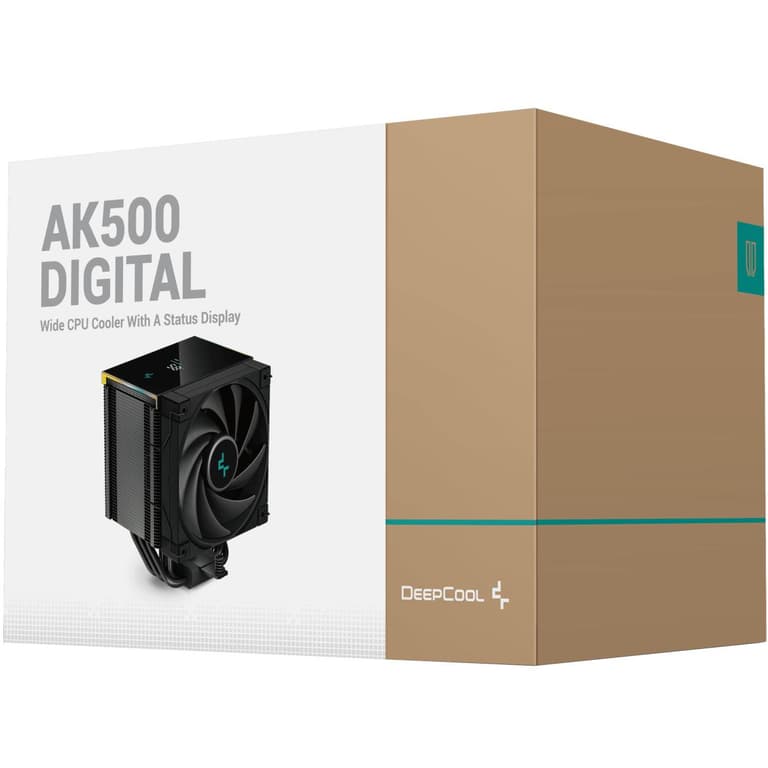 DeepCool AK500 Digital CPU Cooler 240w TDP Giant Heatsink 90mm Thickness 5 Copper Heat Pipes BBH 120mm PWM Fan w/Status Display Screen For AMD & Intel