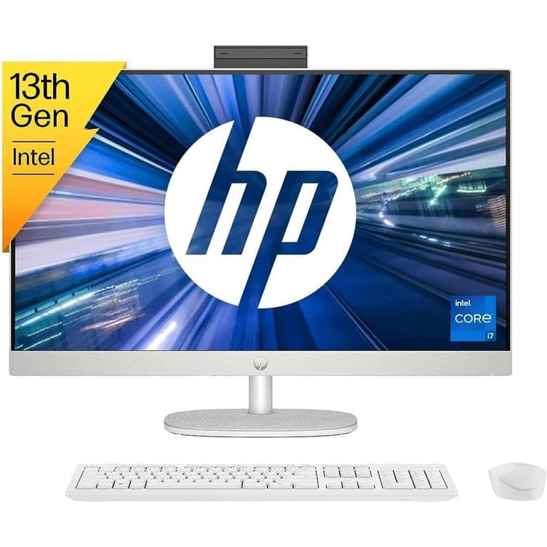 HP 24-cr0020ne (2023) All-in-One 13Gen Intel Core i7 10-Cores w/ 24" Touch Screen & Windows 11 (Customized) - Shell White