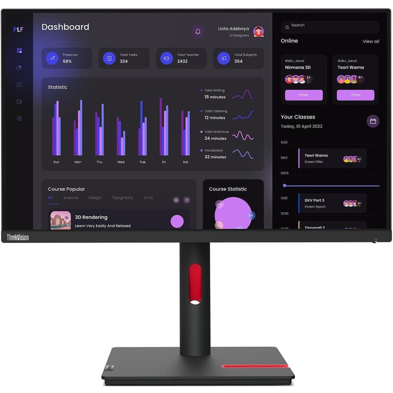 Lenovo ThinkVision S24i-30 IPS 24" Full HD 99% sRGB 100Hz Eyesafe & Low Blue Light w/ VGA & HDMI Interface - Black