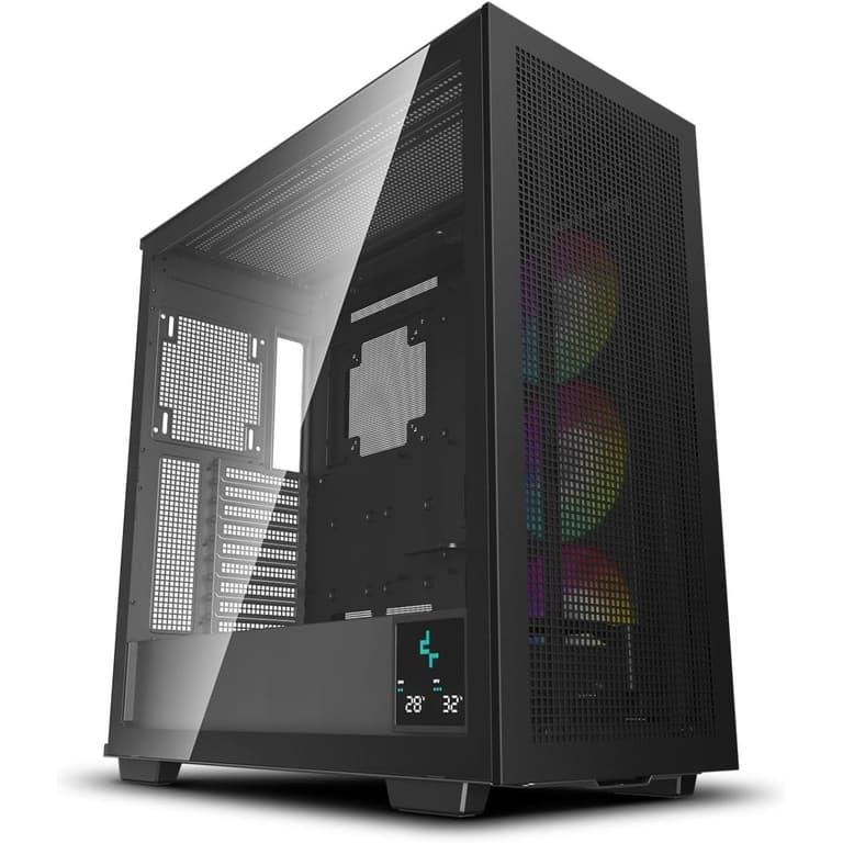 DeepCool Morpheus ATX+ Modular Airflow Housing w/ Vertical Mount & Gen 4 Riser Cable Tempered Glass 4x Trinity 140mm ARGB Fans - Black