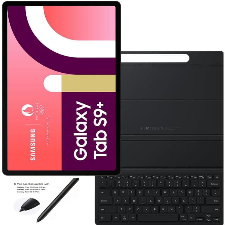 SAMSUNG Galaxy Tab S9+ 12.4" Android WIFI 6E Tablet Water & Dust–Resistant w/ AMOLED 2X 120Hz HDR10+ (S Pen & Keyboard Included) - Graphite