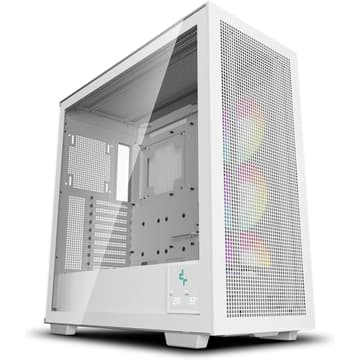 DeepCool Morpheus ATX+ Modular Airflow Housing w/ Vertical Mount & Gen 4 Riser Cable Tempered Glass 4x Trinity 140mm ARGB Fans - White