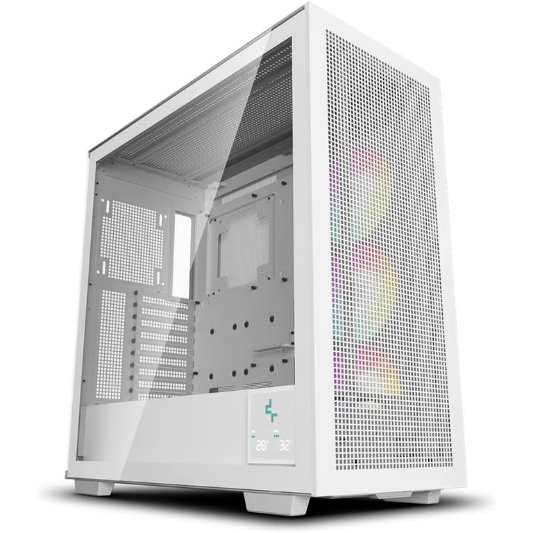 DeepCool Morpheus ATX+ Modular Airflow Housing w/ Vertical Mount & Gen 4 Riser Cable Tempered Glass 4x Trinity 140mm ARGB Fans - White