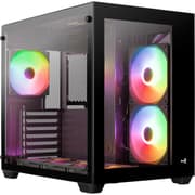 Aerocool Dryft Mini Panoramic View Full Tempered Glass Front & Side Panels 6x Pre-Installed Fans w/ Customizable Lighting Effects - Black product image