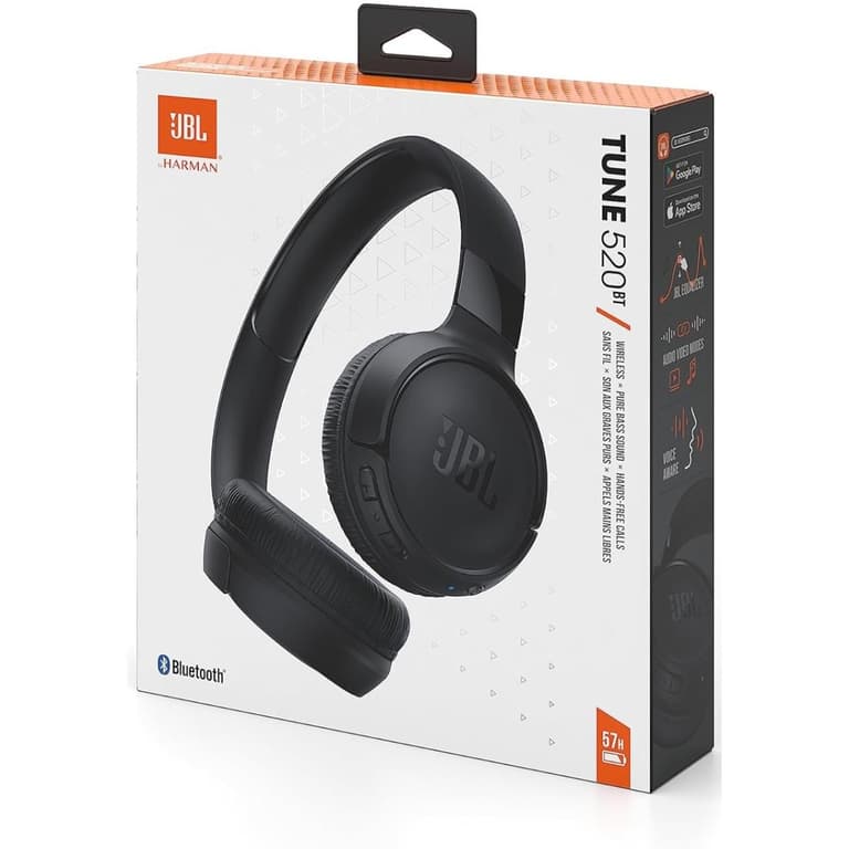 JBL Tune 520BT Bluetooth 5.3 On-Ear Headphones with JBL Pure Bass Sound & Hands-Free Calls 57-Hour Battery Life - Black