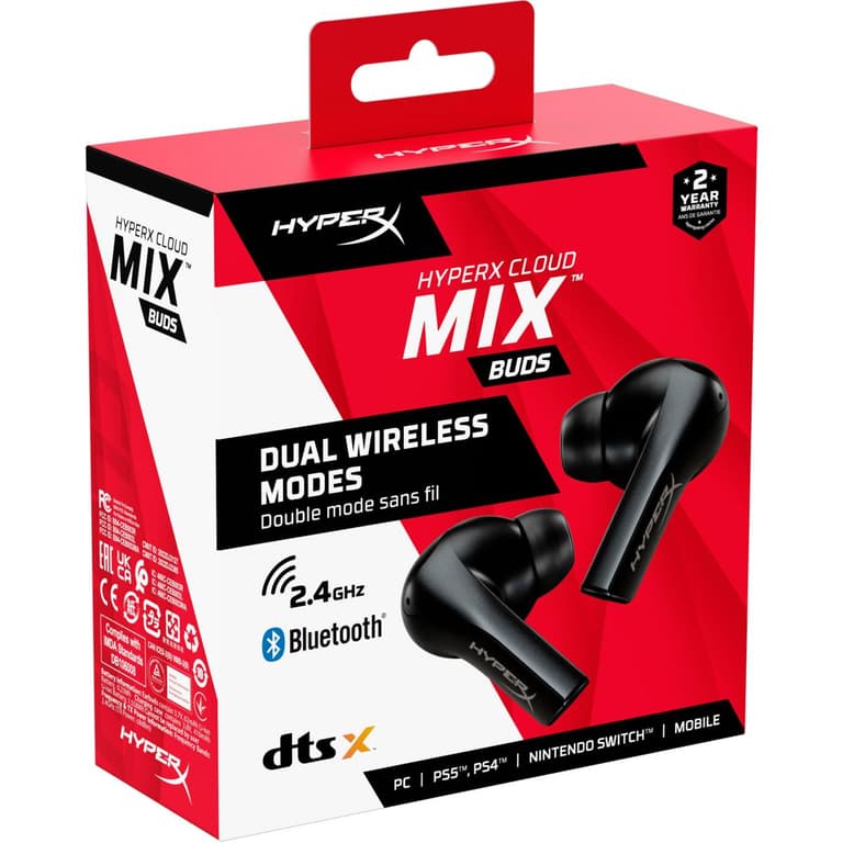 HyperX Cloud Mix Buds True Wireless & Bluetooth Long-Lasting Battery 12mm Drivers 3 Silicone Ear Tip Sizes up to 23 hours