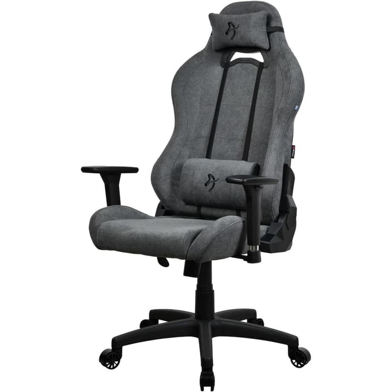 Arozzi Torretta Soft Fabric (2023) Soft Pleasant & Durable Ergonomic Design 3D Armrest 2 Adjustable Height Supportive Pillows & Adjustable Height - Ash