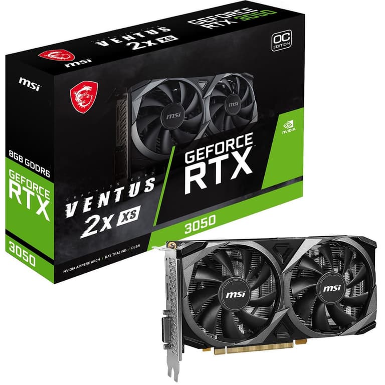 MSI VENTUS 2X Gaming GeForce RTX 3050 8GB GDRR6 OC Edition 128-Bit Twin Fans PCI Express 4.0 Graphics Card
