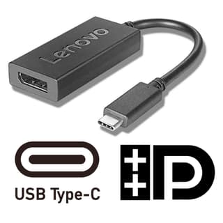 Lenovo USB-C Male to DisplayPort Female Adapter 200mm Support 4K - Black