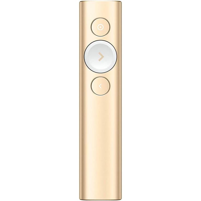 Logitech Spotlight Presentation Remote Advanced Digital Highlighting with Bluetooth Universal Presenter Clicker 30M Range & Quick Charging – Gold