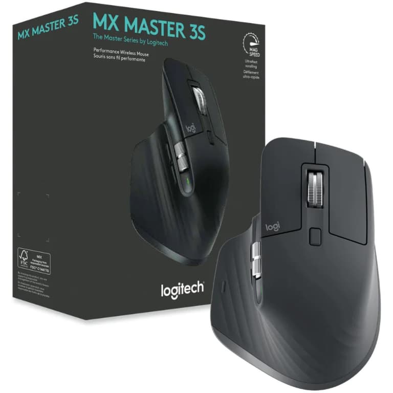 Logitech MX Master 3S Wireless Performance Mouse Ultra-fast Scrolling Ergo 8K DPI Track on Glass Quiet Clicks USB-C - Graphite