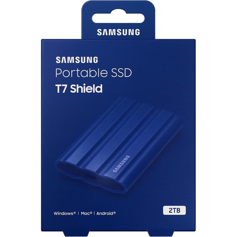 SAMSUNG T7 Shield Portable SSD USB 3.2 2TB IP65 Rating For water & Dust Resistance For PC / Mac / Android / Gaming Consoles - Blue