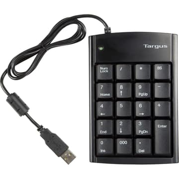 Targus Ultra Mini USB Keypad with USB Port Connector True Plug-and-Play Device Connects with Laptop Desktop & Other Devices - Black