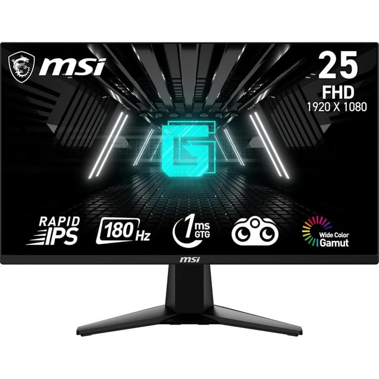 MSI G255F 25" Rapid IPS Full HD 1ms 180Hz Frameless Night Vision AMD FreeSync w/ 2x HDMI & Displayport Interface - Black