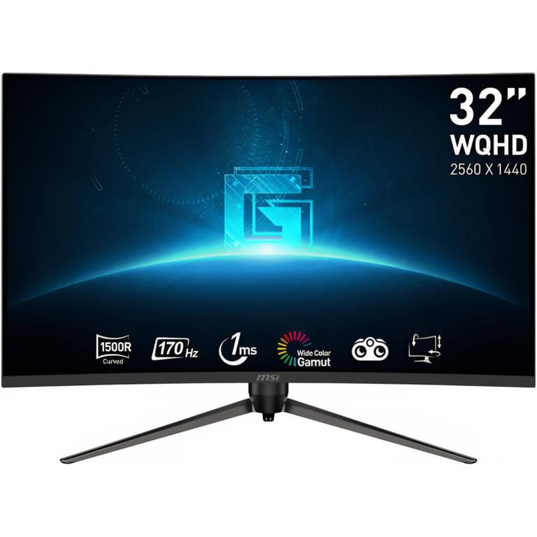 MSI G32CQ5P 32" WQHD 2K HDR Ready Curved 1500R 170Hz 1ms Frameless AMD FreeSync Adjustable Stand w/ 2x HDMI & Display Port