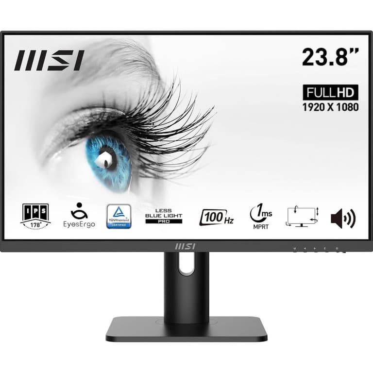 MSI PRO MP243XP Professional Business 24" IPS Full HD 100Hz 1ms Less Blue Light Built-in Speakers & Adjustable Stand w/ HDMI & Display Port - Black