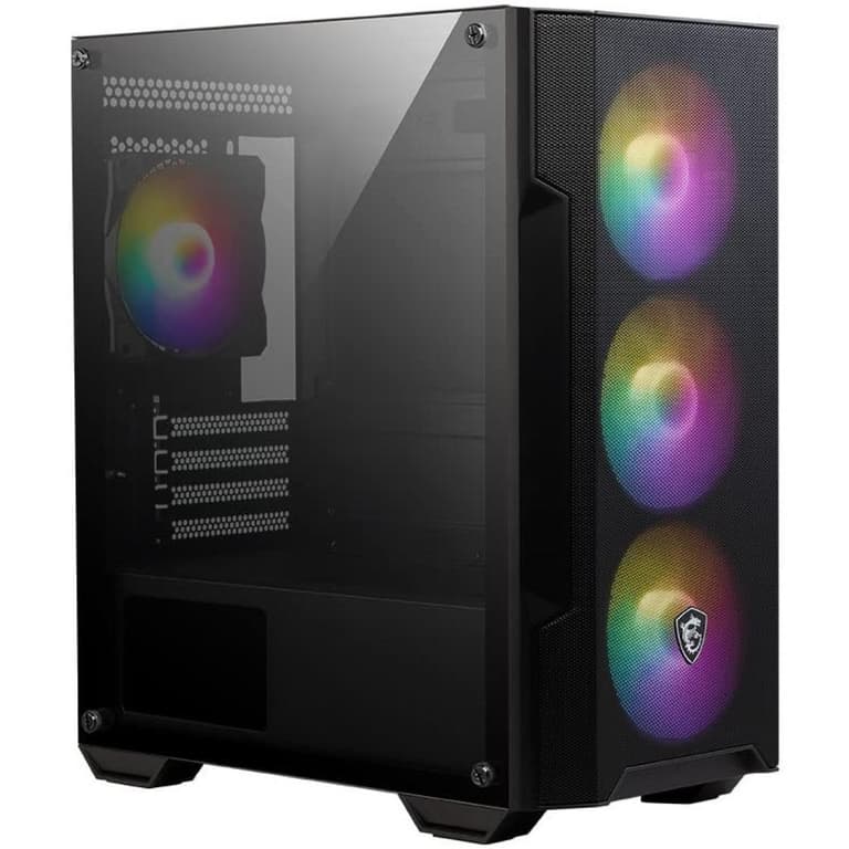 MSI MAG FORGE M100A Micro-ATX Tower Tempered Glass 4x 120mm Auto-RGB Fans Magnetic Dust Filter - Black