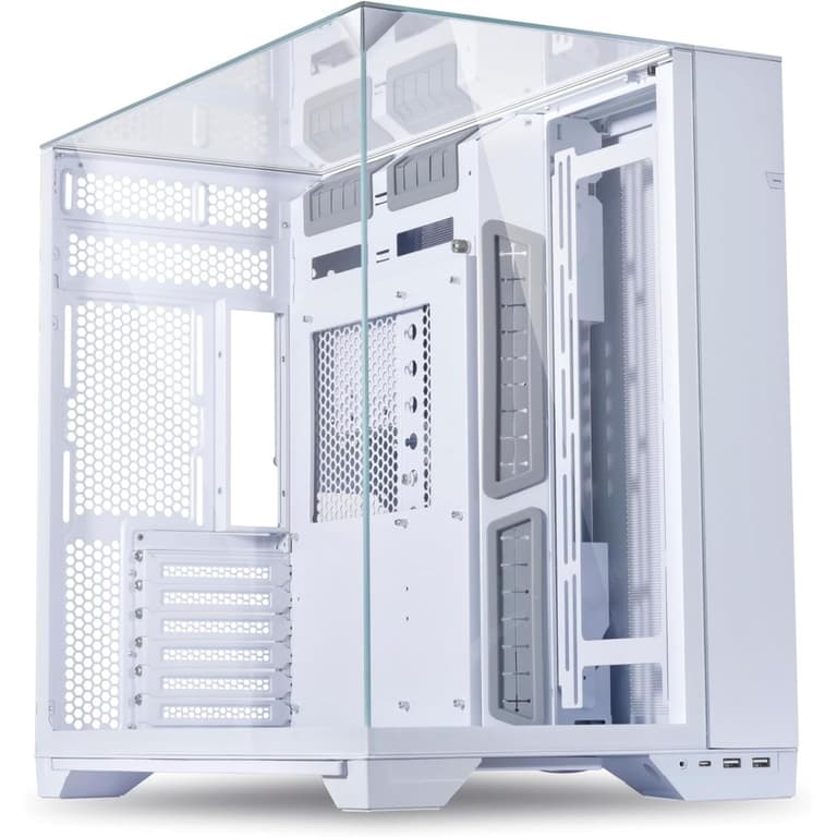 Lian Li O11 Vision 3 Sided Tempered Glass Panels Dual-Chamber Up to 2 × 360mm Radiators & Up to 455mm large GPUs - White