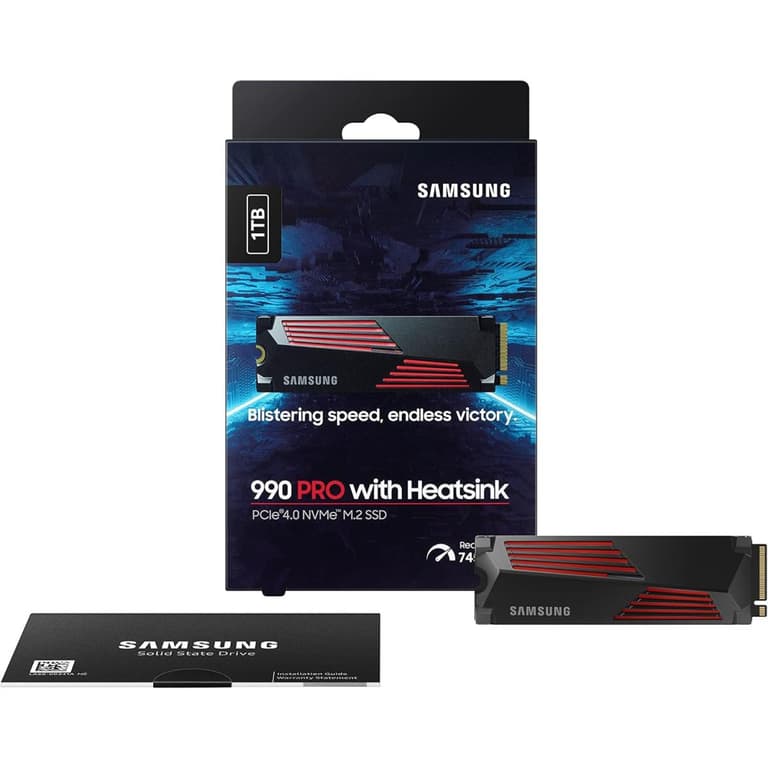 SAMSUNG 990 PRO 1TB w/ Heatsink SSD PCIe 4.0 M.2 Internal SSD Fastest Speed for Gaming Heat Control Compatible w/ Playstation5