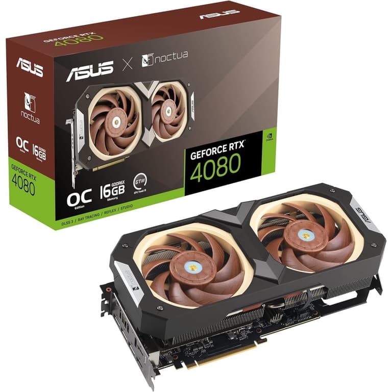 ASUS GeForce RTX™ 4080 SUPER 16GB GDDR6X Noctua OC Edition PCIe 4.0 16GB GDDR6X DLSS 3 Optimized Vapor Chamber GPU Tweak III