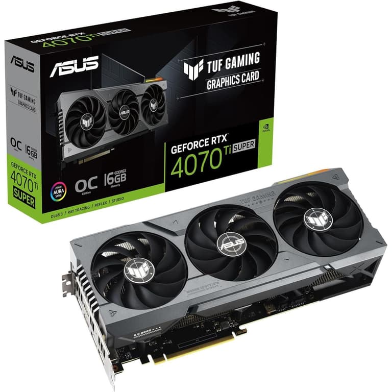 ASUS TUF Gaming NVIDIA GeForce RTX 4070 TI SUPER OC Edition 16GB GDDR6X Gaming Graphics Card Lower Temps & Enhanced Durability