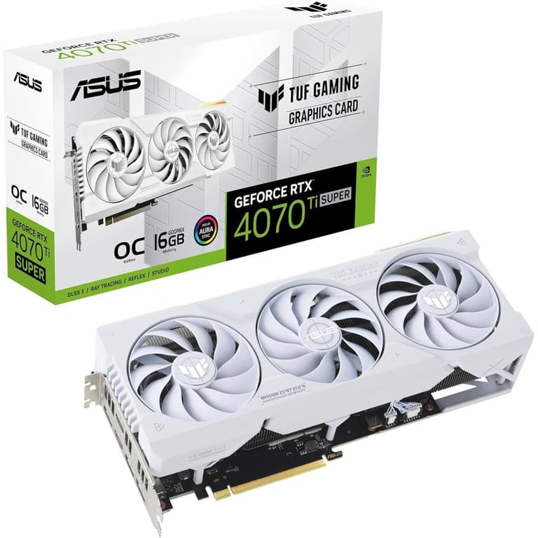 ASUS TUF Gaming NVIDIA GeForce RTX 4070 TI SUPER OC Edition 16GB GDDR6X Gaming Graphics Card Lower Temps & Enhanced Durability - White